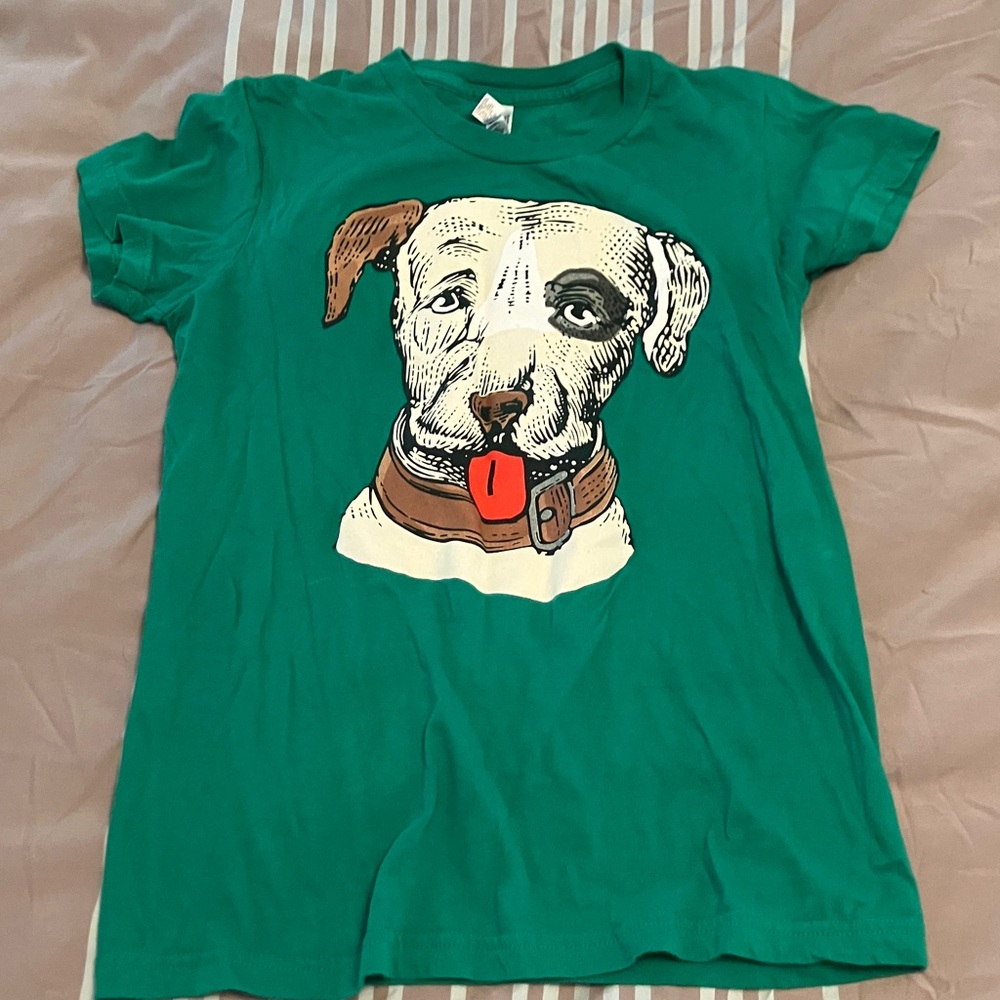 American Apparel Lagunitas "brown shugga“ Dog Print T-Shirt